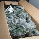 8 ft. Pre-Lit Hinged Artificial Christmas Tree Snow Flocked with 9 Modes Remote Control Lights