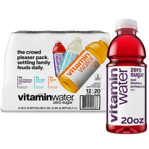 vitaminwater zero variety pack nutrient enhanced water w/ vitamins, 20 fl oz, 12 Pack (BBD: 10/25)