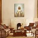 Jesus Canvas Wall Art Christian Cross Wall Decor Pictures God Painting Divine Mercy Poster Print for Church Prayer Room Living Room Decoration (12x16)