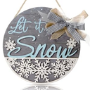 CHDITB Let It Snow Winter Decoration Sign(11.4”x11.4”), 3D Snowflake Xmas Winter Front Door Sign with Bow, Christmas New Year Housewarming Gift for Front Door Porch Farmhouse Indoor