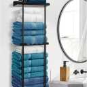 Hommtina Wall-Mounted Towel Rack & Holder - Rust-Resistant Bathroom Organizer with No Drill Installation, Space-Saving Design for Kitchen, Laundry Room (Black)