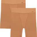 Hanes Women's Moves Underwear, Anti-Chafe Slip Shorts, Microfiber Slip Shorts for Women, 2-Pack (XX-Large, Warm Almond/Warm Almond)