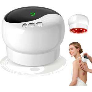 Lymphatic Drainage Massager with 9-Level Heat & Red Light-Wireless Gua Sha Tool for Muscle Relaxation, LCD Display, Type-C Fast ChargingPortable Cupping Massager
