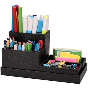 xiepipipaper Desk Organizer,Office Desk Accessories,Paperboard Desktop Organizer with Pen Pencil Holder and Sticky Note Tray,Paperclip Storage, Black xiepipipaper Desk Organizer,Office Desk Accessories,Paperboard Desktop Organizer with Pen Pencil Holder and Sticky Note Tray,Paperclip Storage, Black
