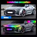 Car LED Hood Light Strip, 70 Inch 12V RGB APP Control Flexible Waterproof Daytime Running Lights with Turn Signal, Universal Bonnet Gap Glow Decoration Accessories for Cars, SUVs, Trucks