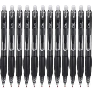 12Pack Gel Erasable Pens Click Fine Point 0.7mm Retractable Black Erasable Gel Pens Stationery Supplies for Completing Sudoku and Crossword Puzzles(Black Ink)