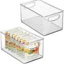 mDesign Plastic Baby Nursery and Food Organizer - Storage Holder Bin with Handles for Closet, Cupboard, Cabinet, Drawers, Shelves - Holds Canned Food, Bottles - Ligne Collection - 2 Pack - Clear