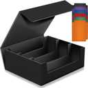 1800+ Trading Card Storage Box, Magnetic Closure Toploaders Storage Box Hold 600+ 35PT 3"x4" Standard Toploaders, PU Leather Card Deck Boxes Fit for MTG,Marvel,Sport Cards,Game Cards, Business Cards (Black)