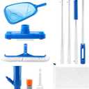 Pool Skimmer Net, Swimming Pool Cleaning Kit, Vacuum Cleaner Bottom Brush Mesh Leaf Bag Semi-deep Skimmer Net & Adjustable 47-61in Pole
