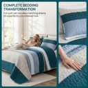 Whale Flotilla Full Queen Size Quilt Set - Reversible Navy Blue Quilts Queen Size with 2 Pillow Shams, Lightweight Boho Striped Bedspreads Coverlet Bedding Set for All Seasons