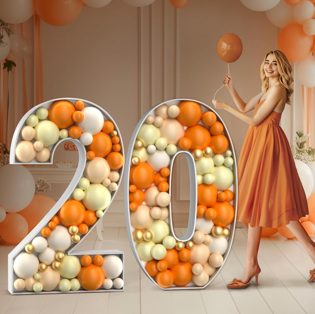 Mosaic Numbers for Balloons 4FT: Large 20th Birthday Decorations Balloon Mosaic Number Frame Marquee Number 20 Anniversary Party Decor Cardboard Numbers