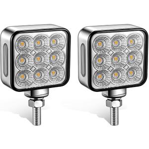 Partsam 2Pcs 3 inch Square Double Face 30LEDs Turn Signal Pedestal Fender Light, Amber/Red To Blue Auxiliary Lights for Semi Truck, T-Mount, Clear Lens