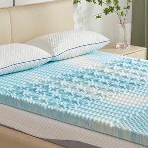 SINWEEK 1.5 Inch Mattress Topper 5-Zone Memory Foam Mattress Topper Pressure Relieve Soft Mattress Pad, CertiPUR-US Certified, Full Size Blue
