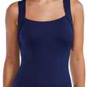 TYR Womens Durafast Elite Square Neck Controlfit SwimsuitOne Piece Swimsuit (22, Dark Navy)