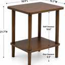 2-Tier Solid Wood End Table with Shelf, Side Table in Walnut Finish, 18.9"L x 15.7"W x 21.7"H