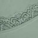 Dokotoo T Shirts for Women Casual Long Sleeve V Neck Lace Trim Tops Lightweight Solid Color Basic Tees Blouses (Medium, Green)