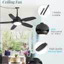 Fanbulous 42 Inch Waterproof Outdoor Ceiling Fan with Lights and Remote,IP65 Hanging Gazebo Fan with 3CCT 6-Speed DC Motor,Black Wet Rated Plug in Ceiling Fan with Cord for Patios Porch Pergola