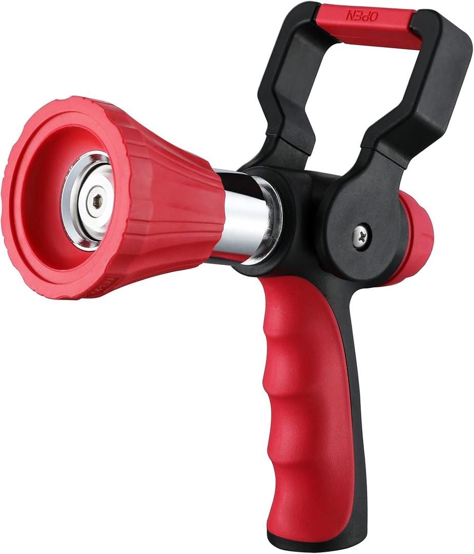 FANHAO High Pressure Fireman's Spray Nozzle, Heavy Duty Metal Garden Hose Nozzle with Lever Handle and Slip Ergonomic Grip, Adjustable Water Nozzle for Watering Lawn and Garden, Washing Car & Pet