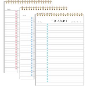 To Do List Notepad 3pcs/set - Daily Planner Notepad Undated 52 Sheets Tear Off, 5.5" x 8.3" Planning Pad Checklist Productivity Note Pad for Work and Personal Organized (Rainbow-A5(3pcs) pink, blue)