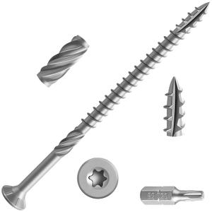 #10 * 3-1/2" 304 Stainless Steel Deck Screws, (65pcs) 1 lbs.Exterior Wood Screws, Rust Resistant Epoxy Coated, Bronze, T20 Star Bit (Silver)