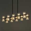 20-Lights Crystal Chandelier | L32 Inch Rectangle Chandeliers for Dining Room Over Table | Black Dining Room Light Fixture Apply to Kitchen Island | Bar | Restaurant | 20X G4 bulbs (included)
