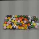 PH PandaHall 80PCS Animal Printed Wood Beads, 8 Style 19mm Wooden Farmhouse Animals Beads with Dog Pig Fox Bear Frog Pattern Round Wood Bead for DIY Jewelry Making Christmas Decorations 5mm Hole