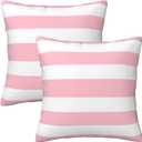 Pink and White Stripes Farmhouse Throw Pillow Covers 18x18 Inch Pillow Case Soft Cushion Pillow Covers Set of 2 for Sofa Bedroom Chair Living Room Home Decorative