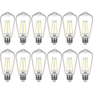Sigalux Edison Bulbs, E26 LED Bulb ST58 Filament Clear Non-Dimmable Vintage Light Bulbs 40W Equivalent 400LM Daylight White 5000K 15, 000hrs 12 Pack