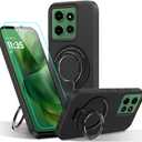 Compatible for Motorola Moto G Power 2025 5G Phone Case, Metal Ring Holder Kickstand/Stand Silicone Protective Cover Case for Moto G Power 5G (2025) - Black