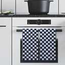 Jacquotha Navy Blue Hand Towels 4 Pack, Cotton Decorative Bathroom Hand Towels & Checkered Kitchen Decor, 13" x 29"