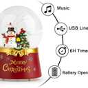 Christmas Snow Globe Lantern Water Glittering Snowman Crown with Music & Timer, USB Lined/Battery Operated Lighted Water Lantern for Christmas Festival Decoration Gifts