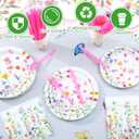 Teenyyou 148 Pcs Wildflower Party Decorations Flower Happy Birthday Baby Shower Banner Disposable Tablecloths Plates Cups Napkins Forks Spoons Floral Party Decor for Spring Birthday Decorations