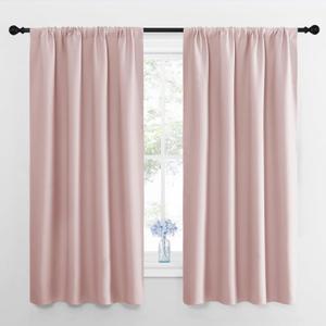 NICETOWN Blackout Curtains for Living Room, Blush Pink, 2 Panels, 42 by 63, Darkening Window Curtain Panels, Easy-Care Solid Thermal Insulated Draperies/Drapes for Daughter Room