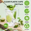 Clawsoff Plastic Cups 16 oz, 240 Pack - Clear Plastic Cups Disposable, Cold Drinking, Ice Coffee Cup for Party, Birthday, Holiday, Events & Everyday Use,Cold,Hot