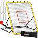 Baseball Rebounder Net, 48" x 52" Baseball & Softball Rebound Net with 3 Adjustable Angles - Pitch Back Rebound Net - Bounce Back Return Net - Fielding Trainer with Carry Bag (Small, Yellow)