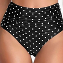 Tempt Me Women's Vintage Swimsuits Black Little Dot Retro Halter Ruched High Waist Bikini with Bottom M