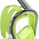 QingSong Full Face Snorkel Mask for Adults, Snorkeling Gear with Camera Mount, 180 Degree Panoramic View Snorkel Set Anti-Fog Anti-Leak (Large-X-Large, Lemon yellow)