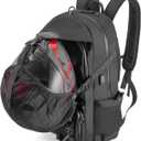 Motorcycle Backpack 50L, Waterproof 1680D Oxford Fabric, Expandable, Motorbike Helmet Bag, Reflective, Helmet Strap, USB, Large Capacity, Laptop Rucksack, Long Distance Travel Backpack, Black