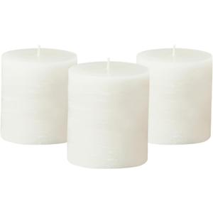 Simply Soson 3x3 inch White Pillar Candles Set of 3, Rustic Texture, Unscented White Candles, Dripless Candles, 3 inch Pillar Candles Ideal as Wedding, Parties, Spas, Dinner, Home Decoration, Church