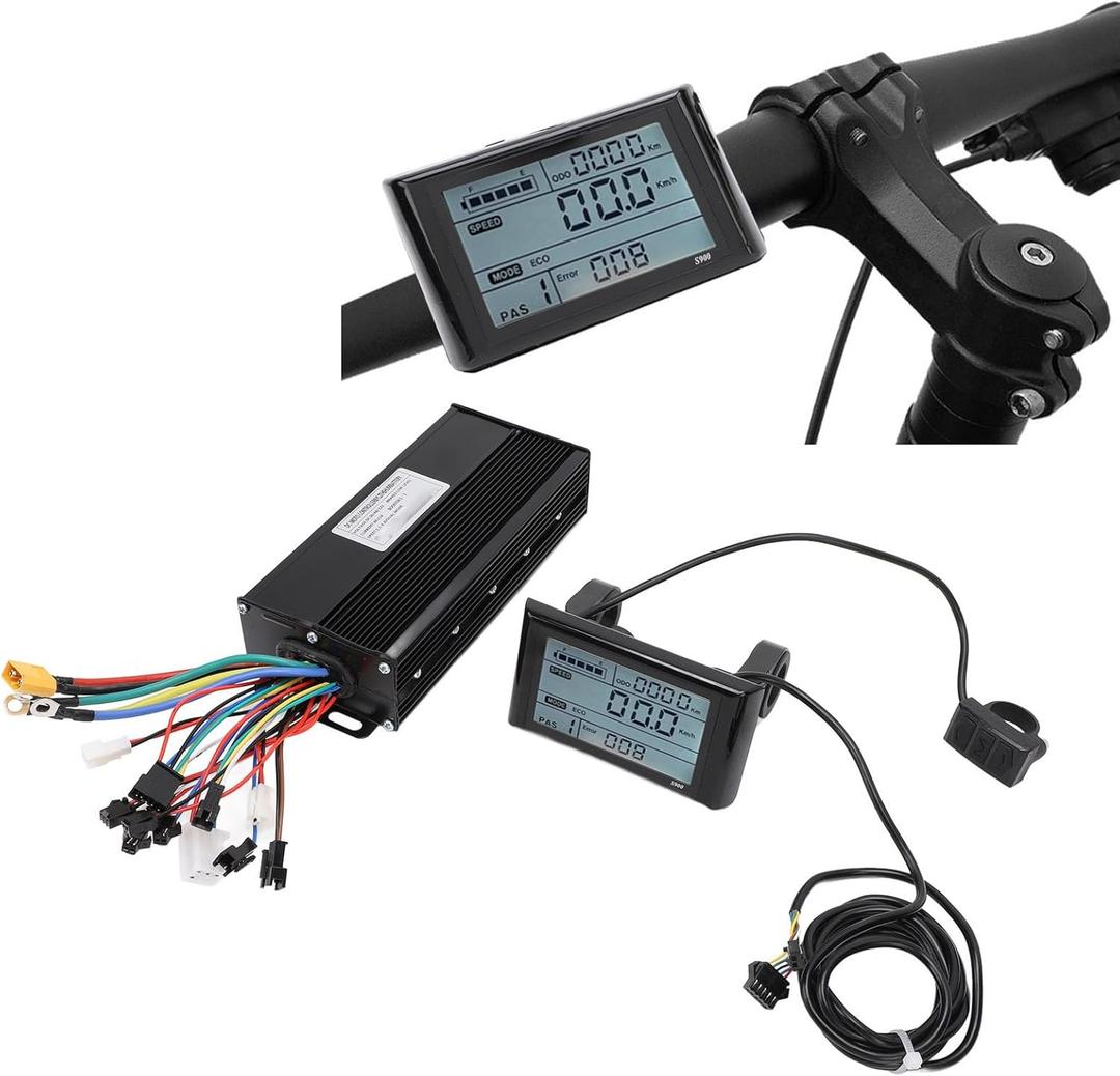 Luqeeg Electric Conversion Kit, 36V 48V 52V 40A Brushless Motor Controller with S900 LCD Display Motor Controller Replacement for Electric Bike, Scooter, Mountain Bike