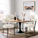 DUMOS Dining Chairs Set of 2, Mid Century Modern Chair Round Upholstered Curved Backrest, Kitchen Vanity Living Room Chairs with Black Metal Legs, Modern Beige