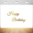 7x5ft Birthday Backdrop Gold Happy Birthday Photography Background White Birthday Party Decorations Celebration Banner Cake Table Supplies Wallpaper Photo Studio Props