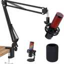 QuadCast 2 Boom Arm, Mic Arm Microphone Arm for HyperX QuadCast 2 with HyperX QuadCast 2 Pop Filter, 3/8" to 5/8" Adapter, by SUNMON