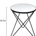HLR Modern Round Side Table, End Table with Marble Effect Top and Gold Metal Frame, Small Side Table for Living Room, Bedroom, Sofa and Couch, Black Legs, Mirror top, 1-pack