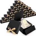 ZENFUN 36 Pack Small Black Gift Boxes with Lids, 4.5" x4.5"x2" Square Cardboard Gift Boxes with Champagne Wrap Ribbons, Proposal Box Gift Wrap Boxes for Presents Birthday Wedding Party Chocolate Candy