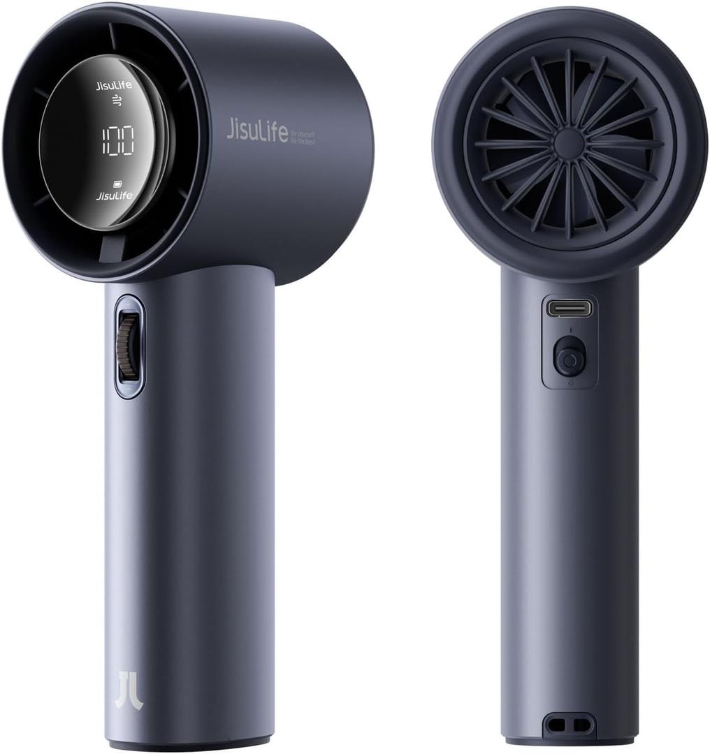 JISULIFE Portable Handheld Fan,Speed(1-100) Adjustable Turbo Mini and 3600mAh Battery Rechargeable Personal Fan,Digital Display,Gifts for Women Men Travel/Camping/Outdoor-Blue