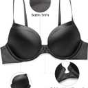 Deyllo Women's Push Up Bra Deep V Underwire Bra Full Coverage Lightly Padded Bras (Black)