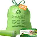 Simply Bio 13 Gallon Compostable Trash Bags Liners Drawstring, Heavy Duty Extra Thick 1 Mil, 49.21 Liter, 30 Bags, Tall Kitchen Food Scrap Waste Bag, ASTM D6400, US BPI and OK Compost Home Certified