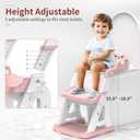 Meulife Potty Training Seat, Upgrade 2 in 1 Potty Training Toilet for Toddler, Toddler Toilet Seat for Boys Girls with Support Bar, Anti-Slip Pad and Step Stool (Pink)