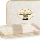 3 Pack Gold Glitter Plastic Serving Trays for Party - Gold Glittered Serving Tray 8 x 11 Inch - Heavy Duty Dessert Trays for Food - Rectangular Party Serving Trays for Entertaining